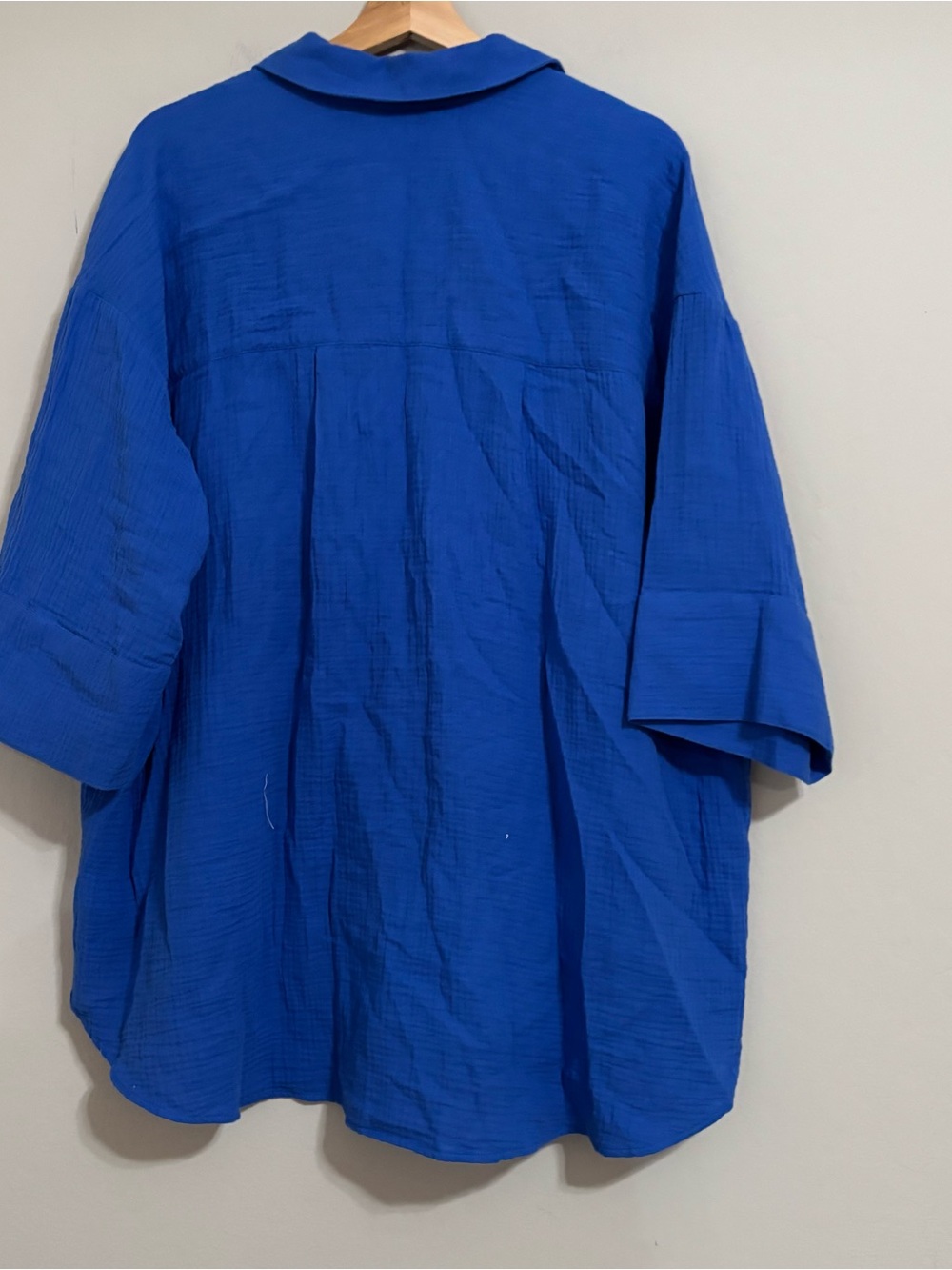 NEW Foxcroft Joanna Cotton Gauze 3/4 Sleeve Tunic - Azure Blue - Picture 6 of 6